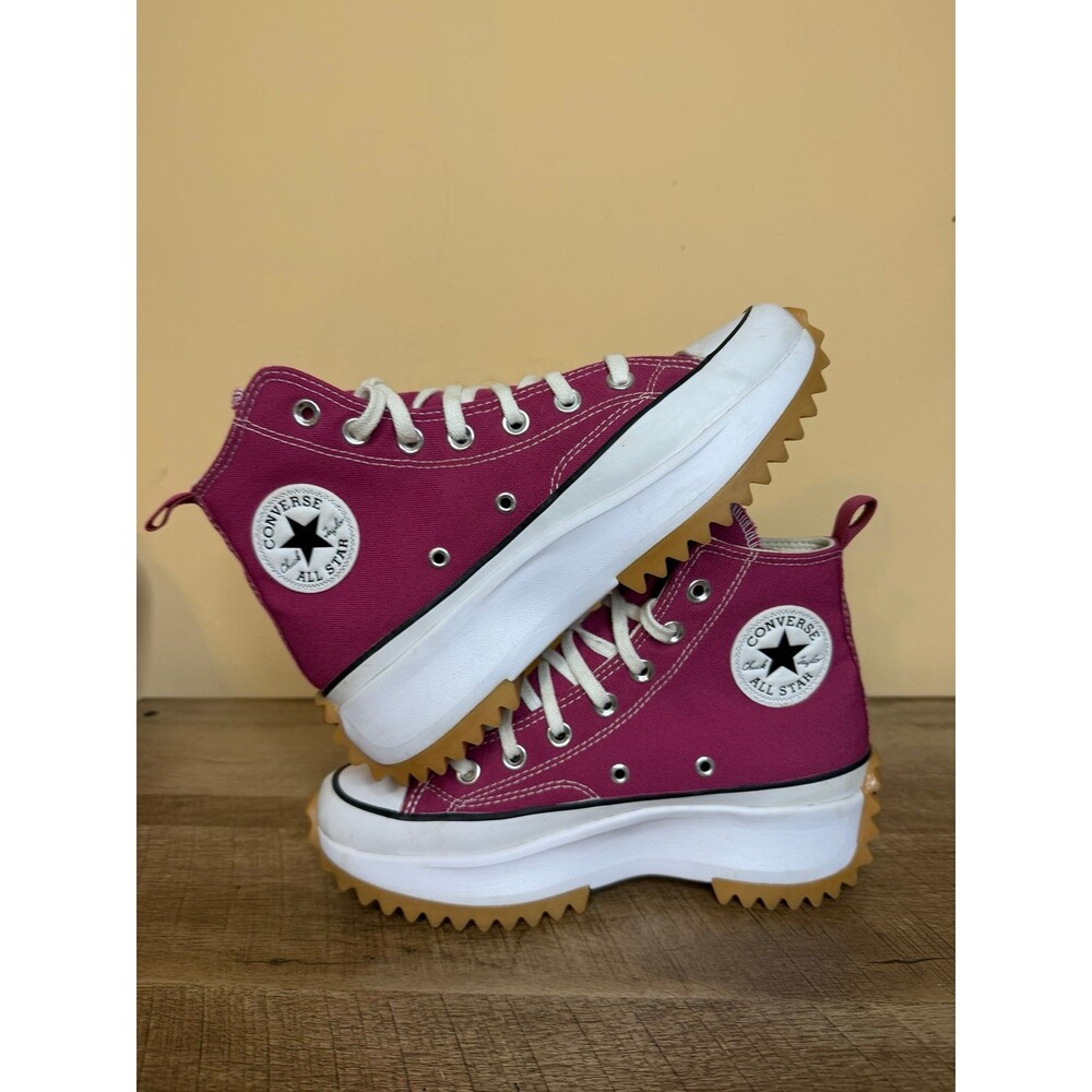 Converse Womens Run Star Hike Hi 172362C pink platform shoes size 7 Hibiscus/Bl - Picture 2 of 7